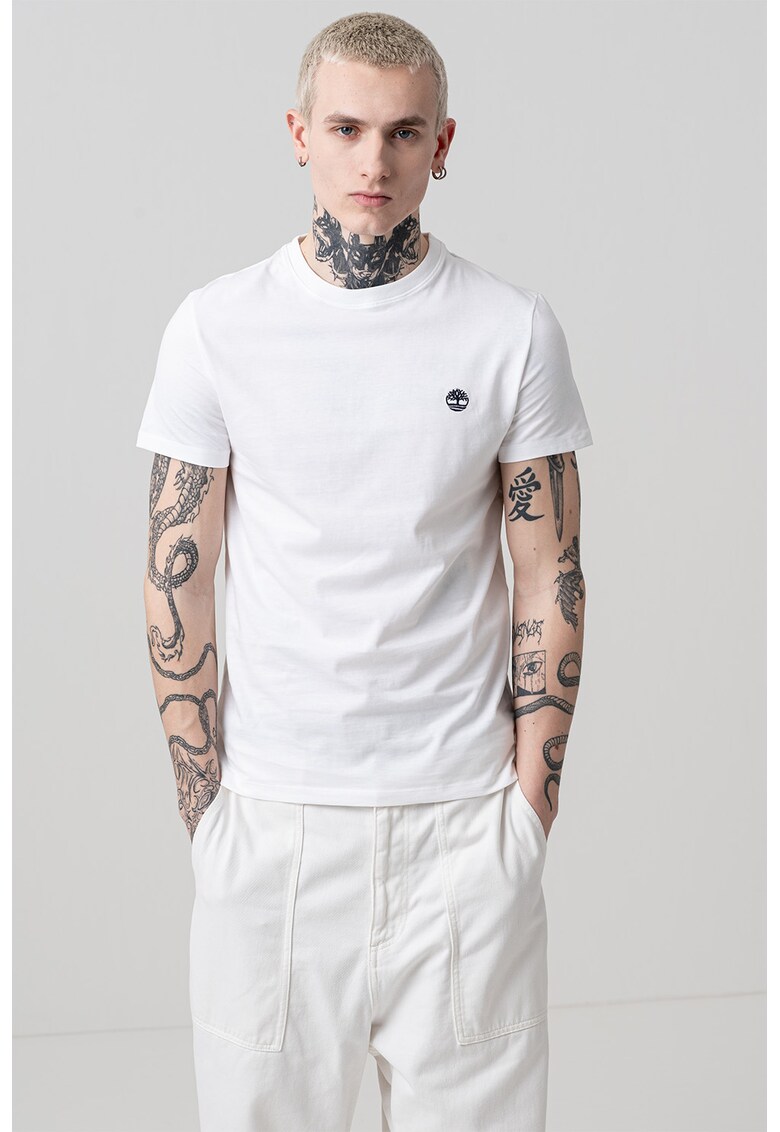 Tricou slim fit din bumbac Dun-River - Alb