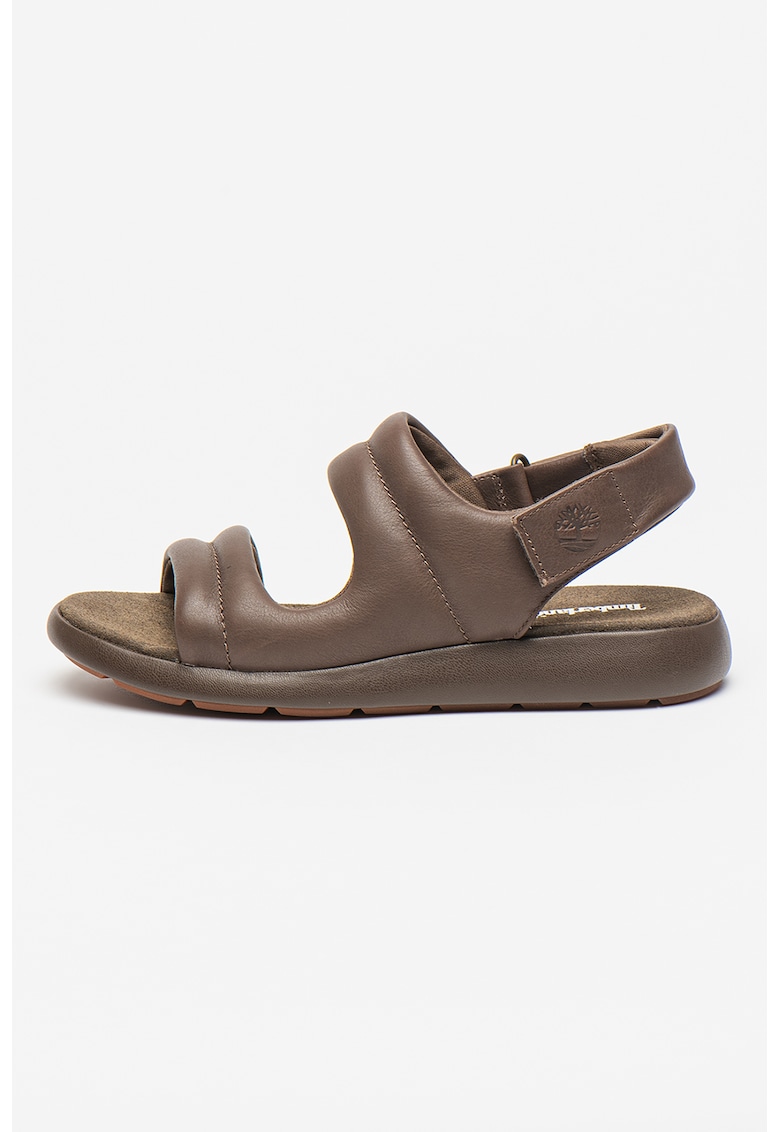 Sandale de piele cu velcro - Maro inchis