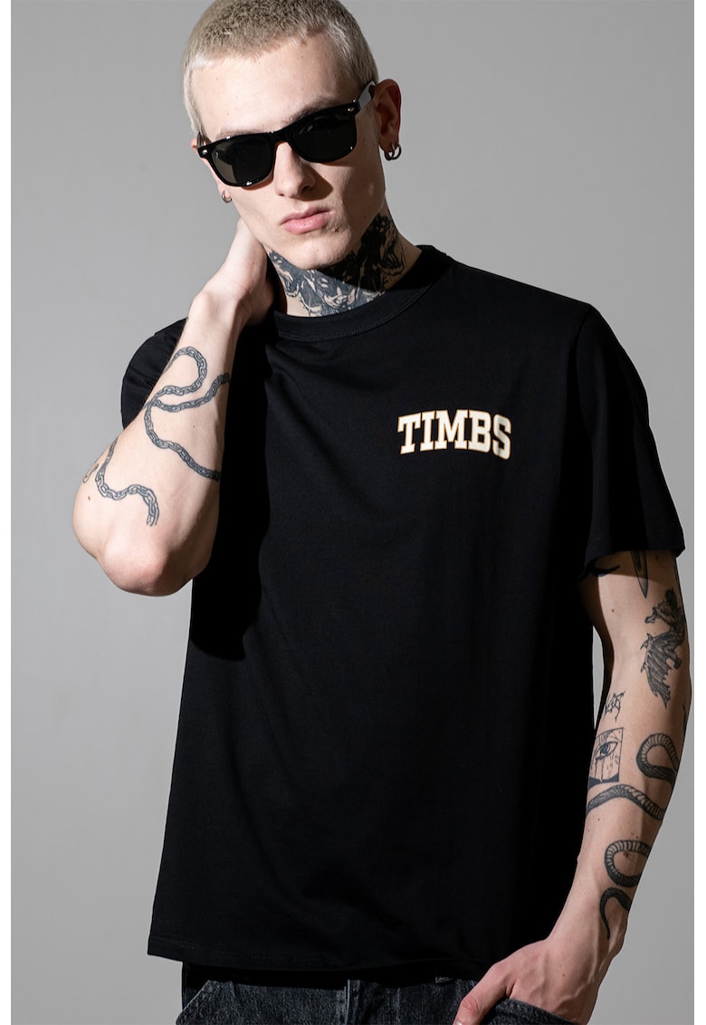 Tricou de bumbac cu decolteu la baza gatului