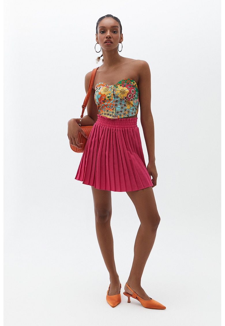 Fusta mini cu model plisat - Rosu