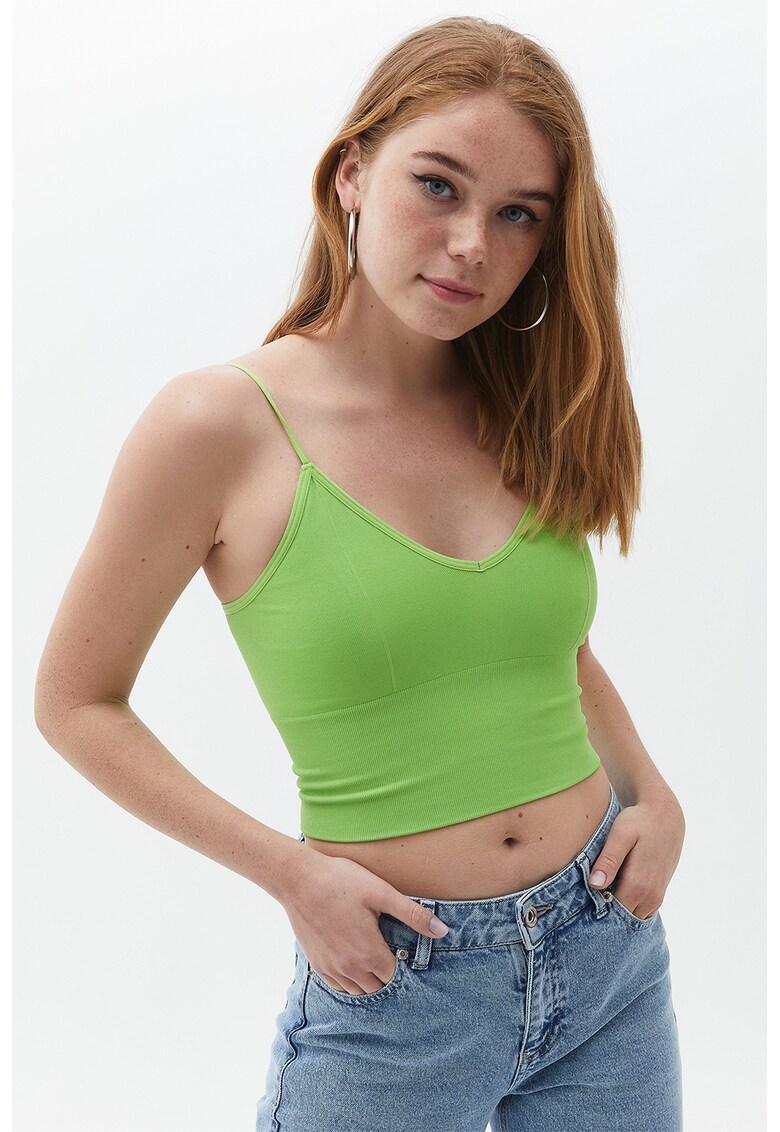Top crop cu model uni - Verde lime