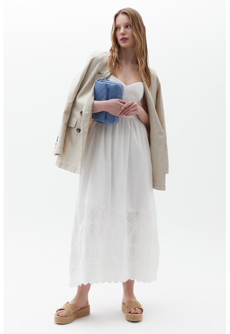 Rochie lunga cu bretele inguste si model uni