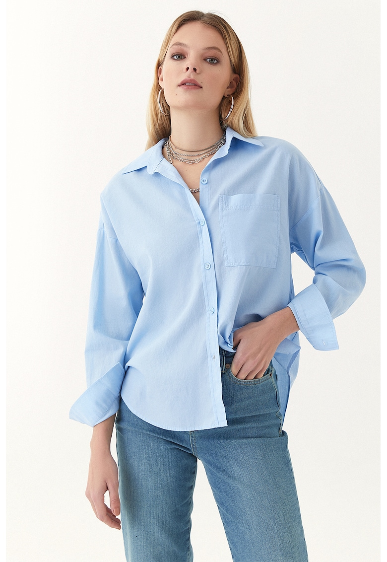 Camasa din bumbac cu model uni