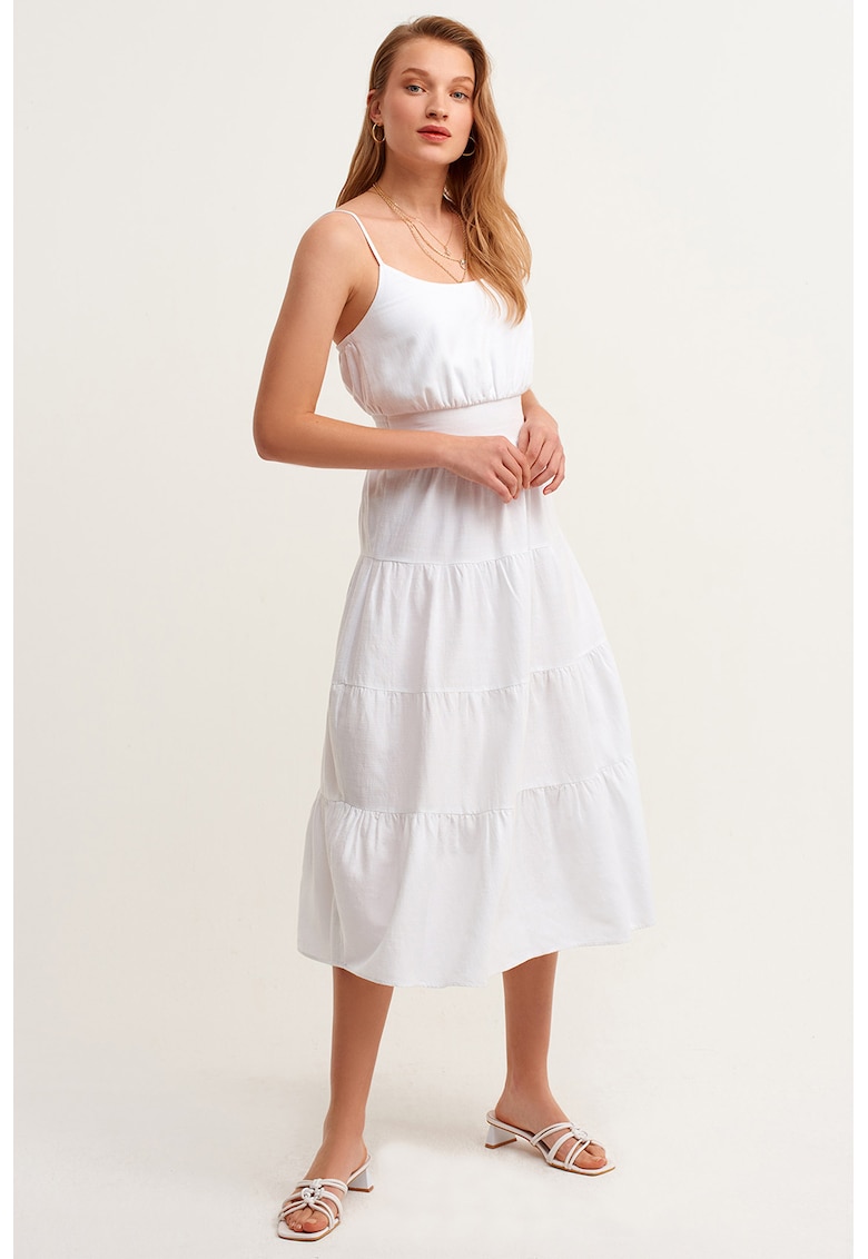 Rochie midi stratificata cu croiala in A