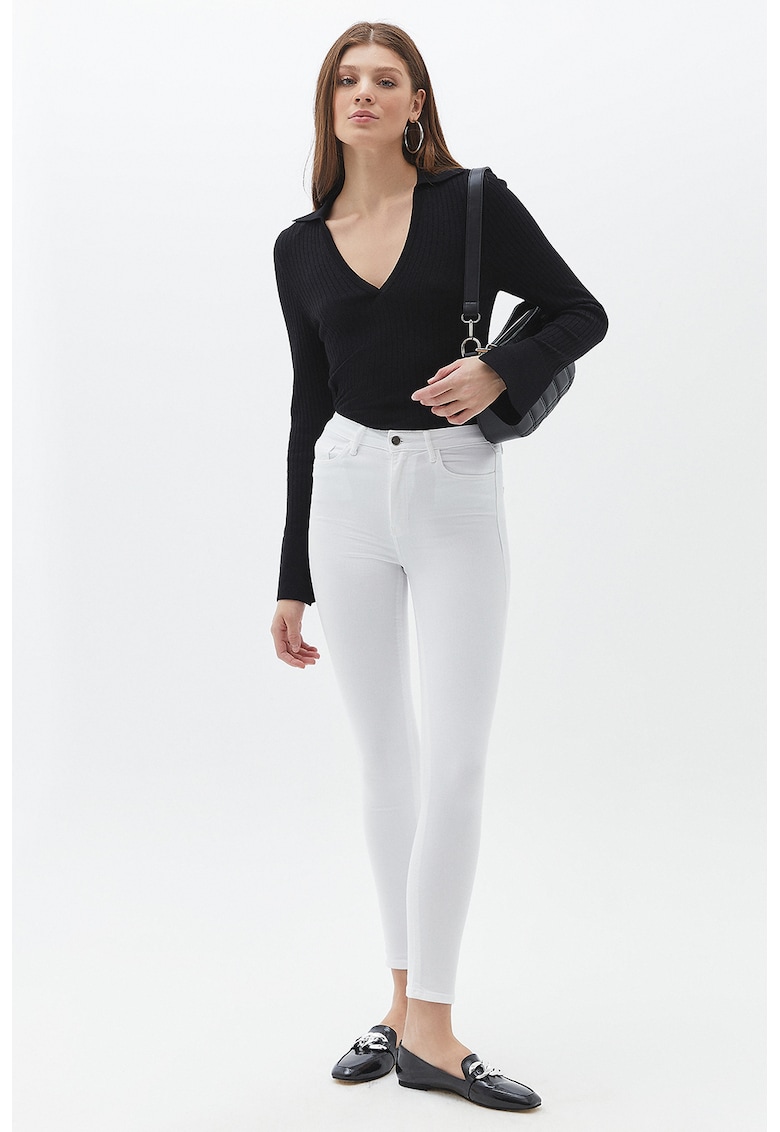 Blugi skinny cu talie inalta - Alb