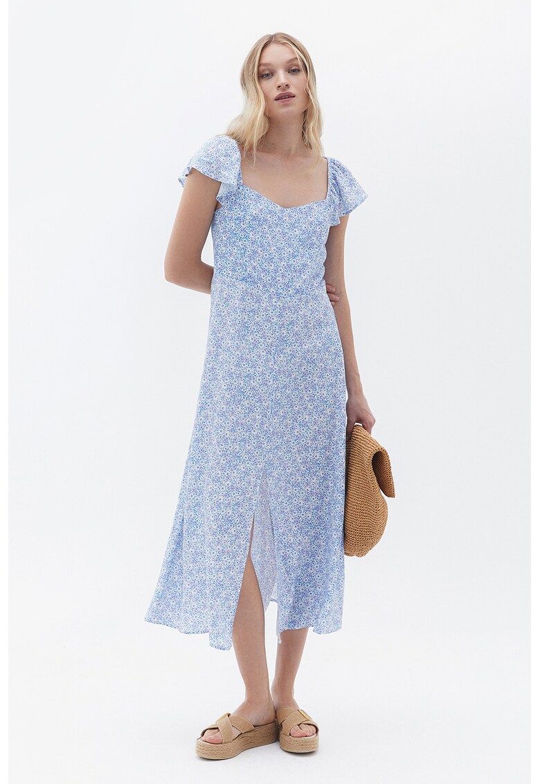 Rochie mini cu imprimeu midi - Alb/Albastru