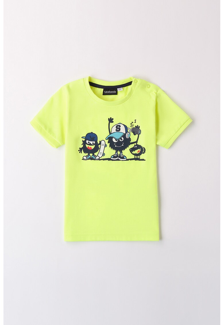 Tricou regular-fit cu imprimeu grafic - Alb/Albastru ultramarin/Galben neon