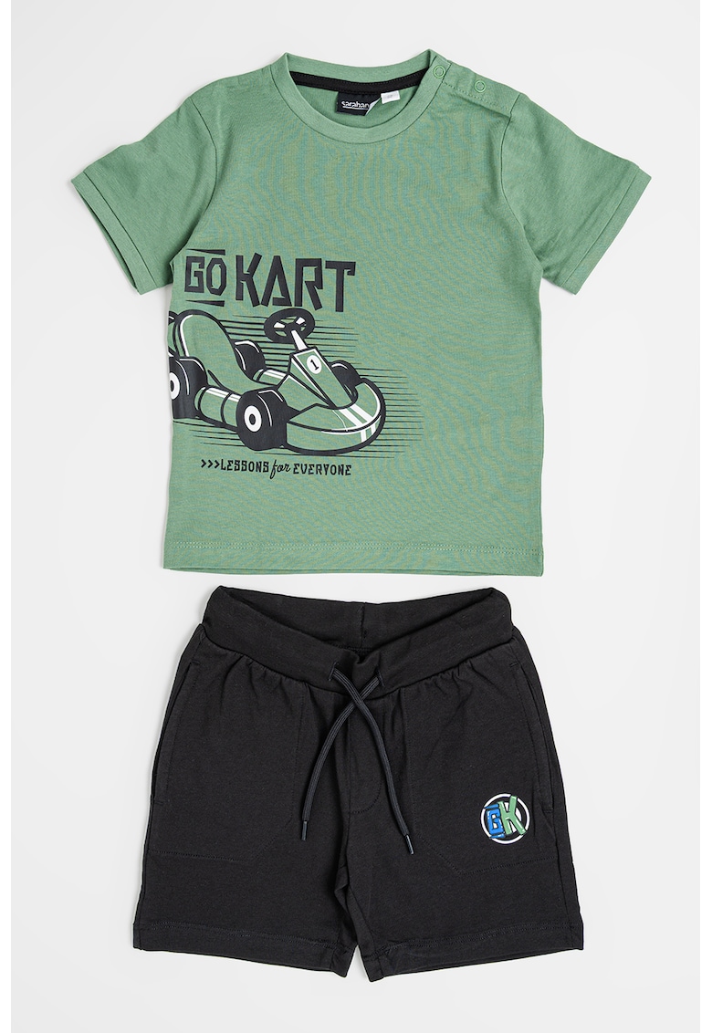 Set de tricou si pantaloni scurti din bumbac cu imprimeu Set de tricou si pantaloni scurti din bumbac cu imprimeu