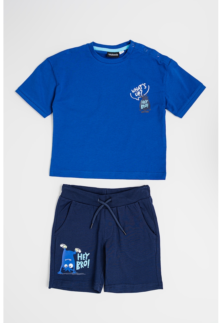 Set de tricou si pantaloni scurti cu imprimeu Set de tricou si pantaloni scurti cu imprimeu