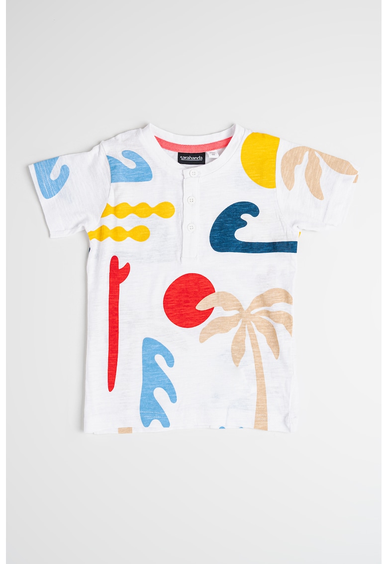 Tricou cu model grafic - Rosu/Alb