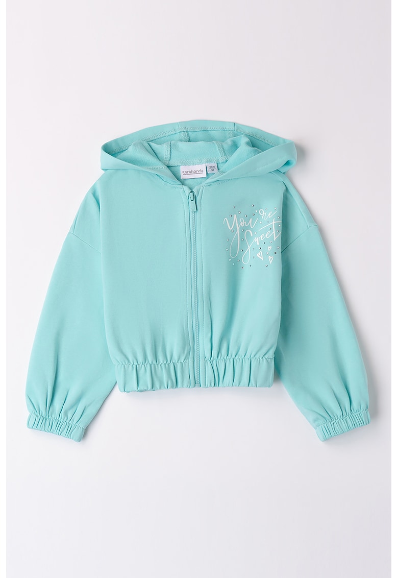 Hanorac cu imprimeu pe piept si fermoar Hanorac cu imprimeu pe piept si fermoar