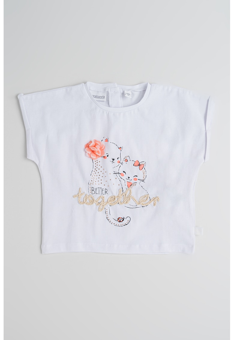 Tricou din amestec de bumbac cu model cu pisici