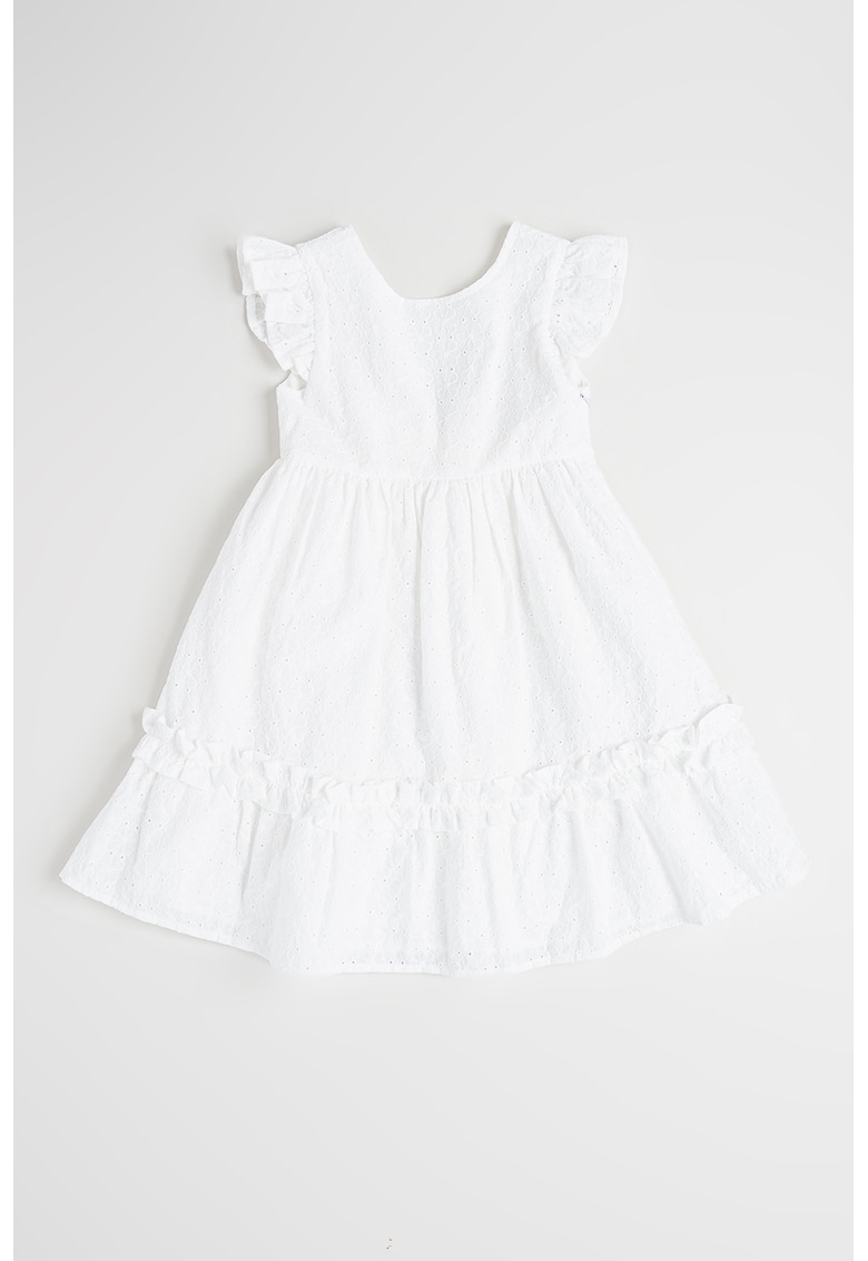 Rochie evazata din bumbac cu aplicatie cu funda pe partea din spate