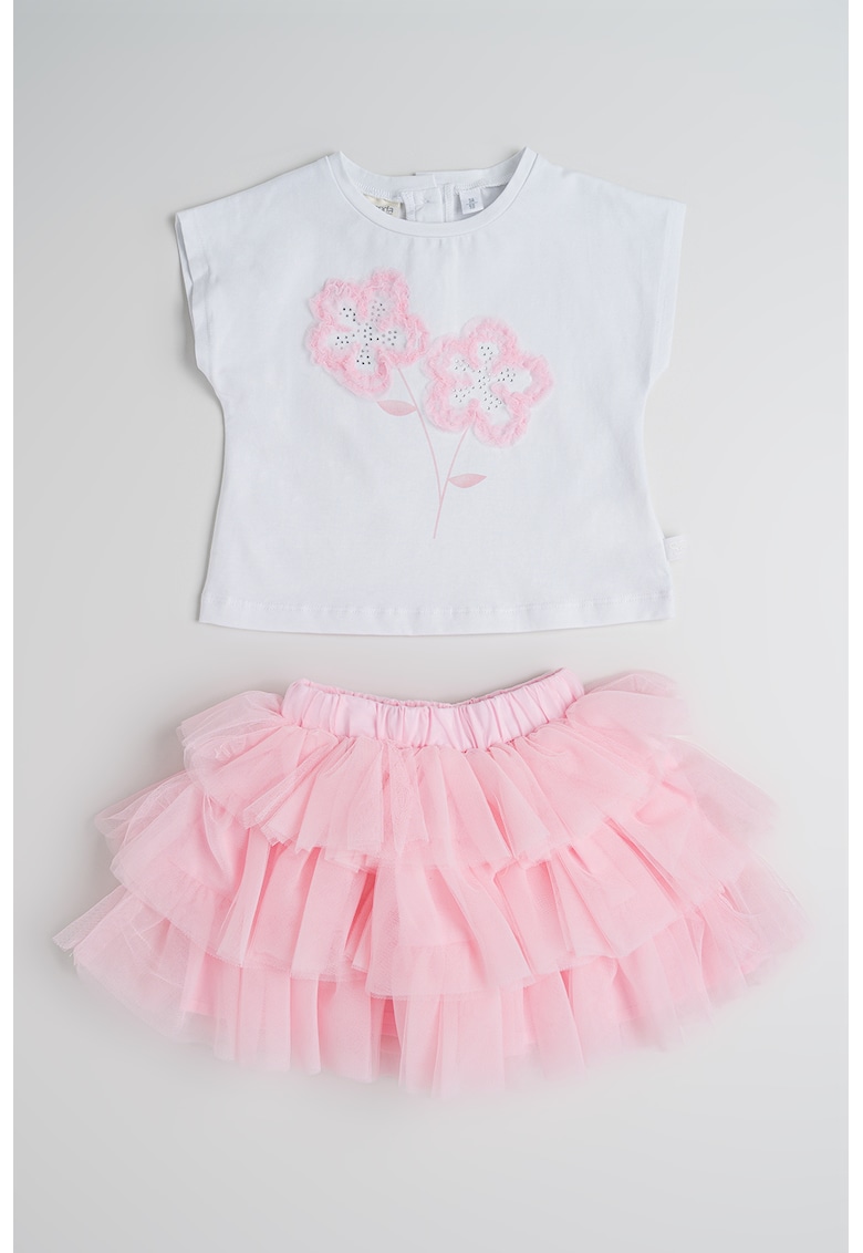 Set de fusta si tricou - 2 piese - Alb/Roz
