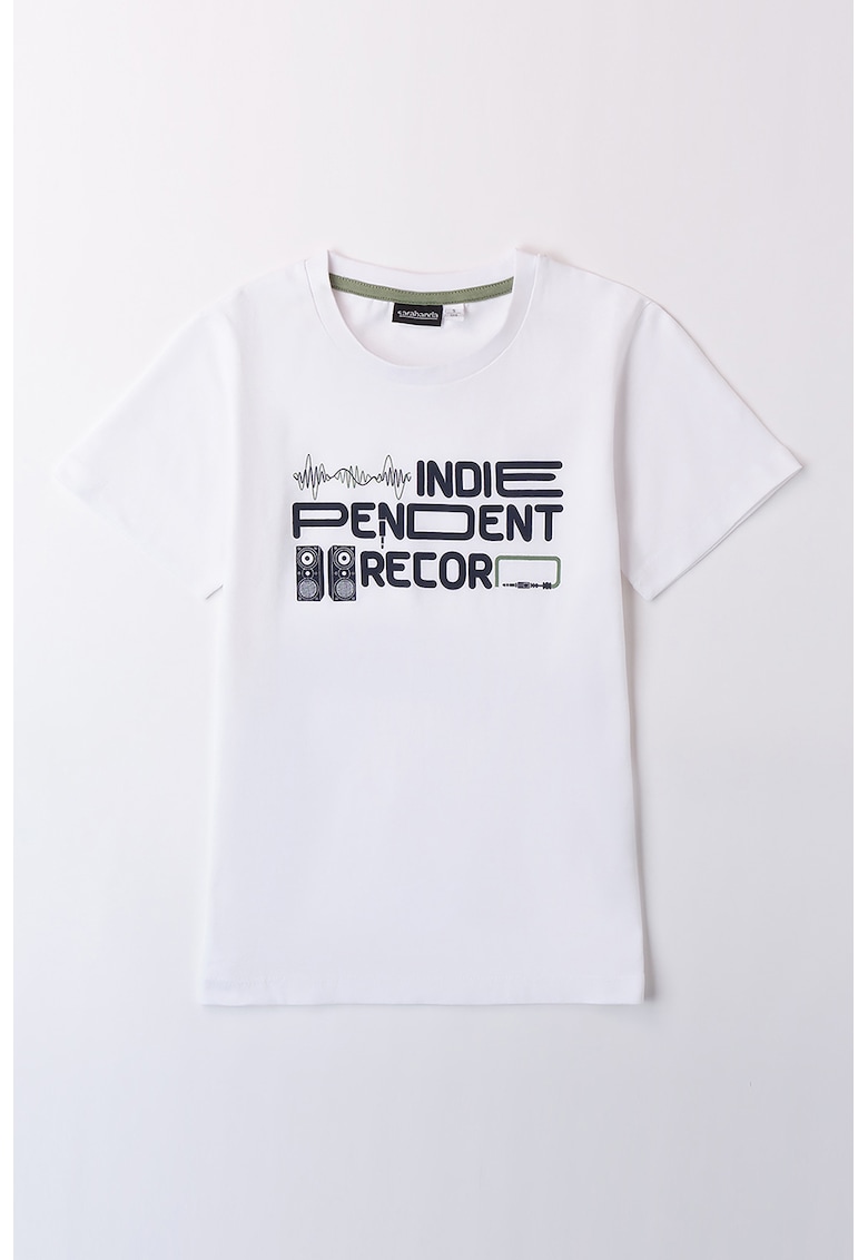 Tricou cu imprimeu text - Albastru ultramarin/Alb optic