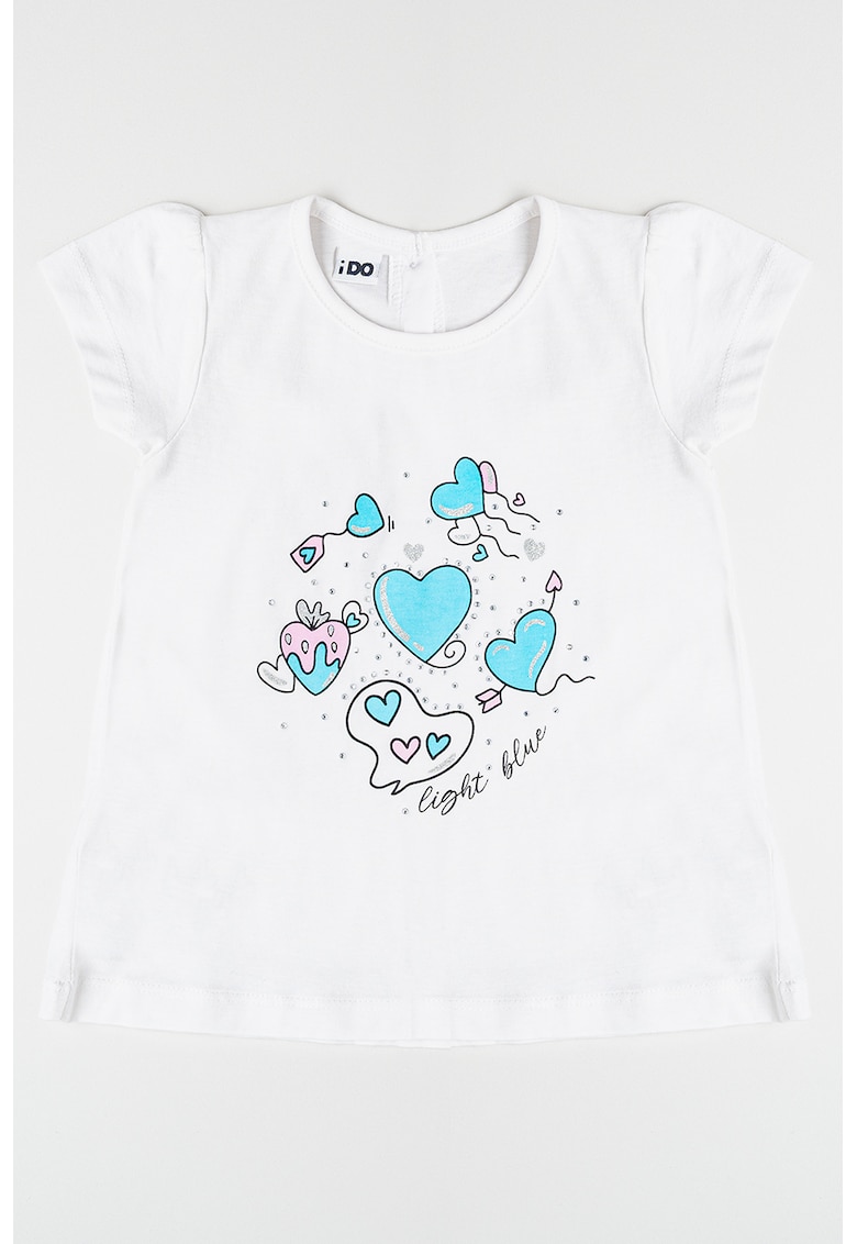 Tricou din bumbac cu imprimeu si croiala in A Tricou din bumbac cu imprimeu si croiala in A