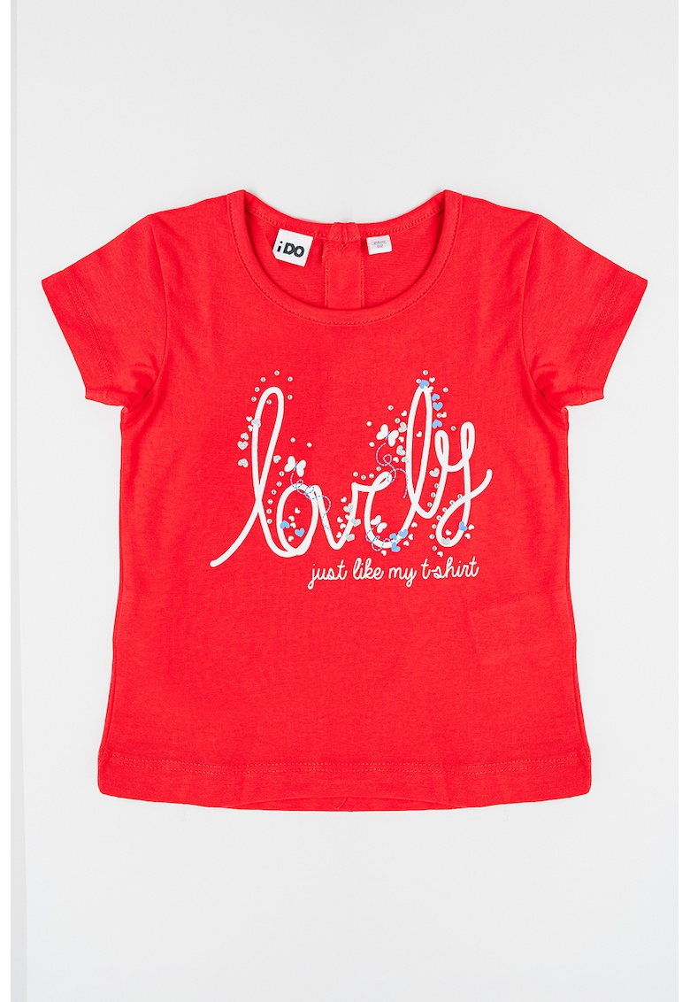 Tricou cu imprimeu text - Rosu