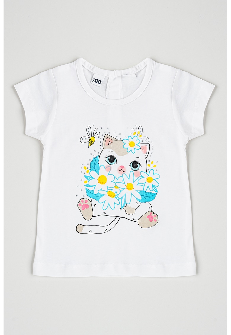 Tricou cu imprimeu grafic - Albastru pastel/Turcoaz/Alb optic