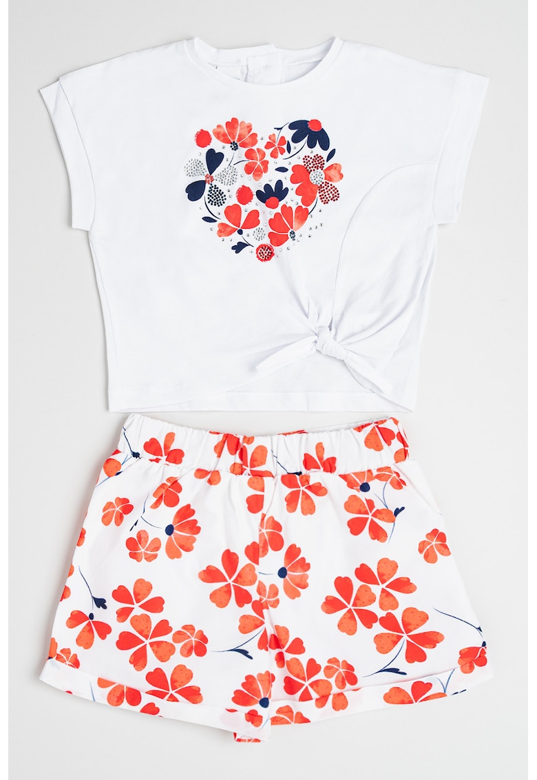 Set de tricou si pantaloni scurti - Rosu/Negru/Alb optic