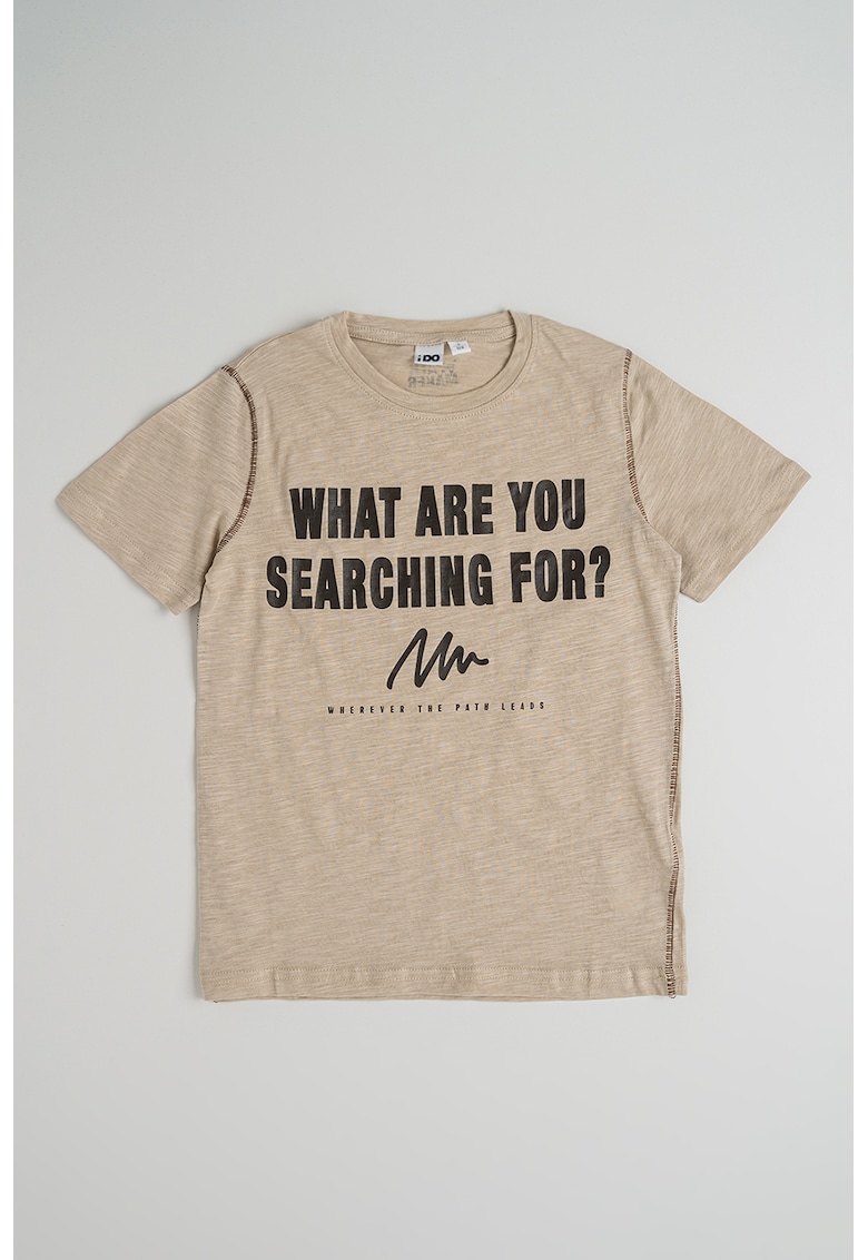 Tricou cu imprimeu text - Kaki