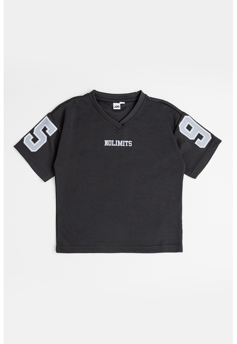 Tricou cu imprimeu text - Negru/Gri deschis/Alb murdar