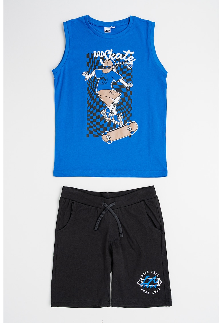 Set de top si pantaloni scurti cu model grafic