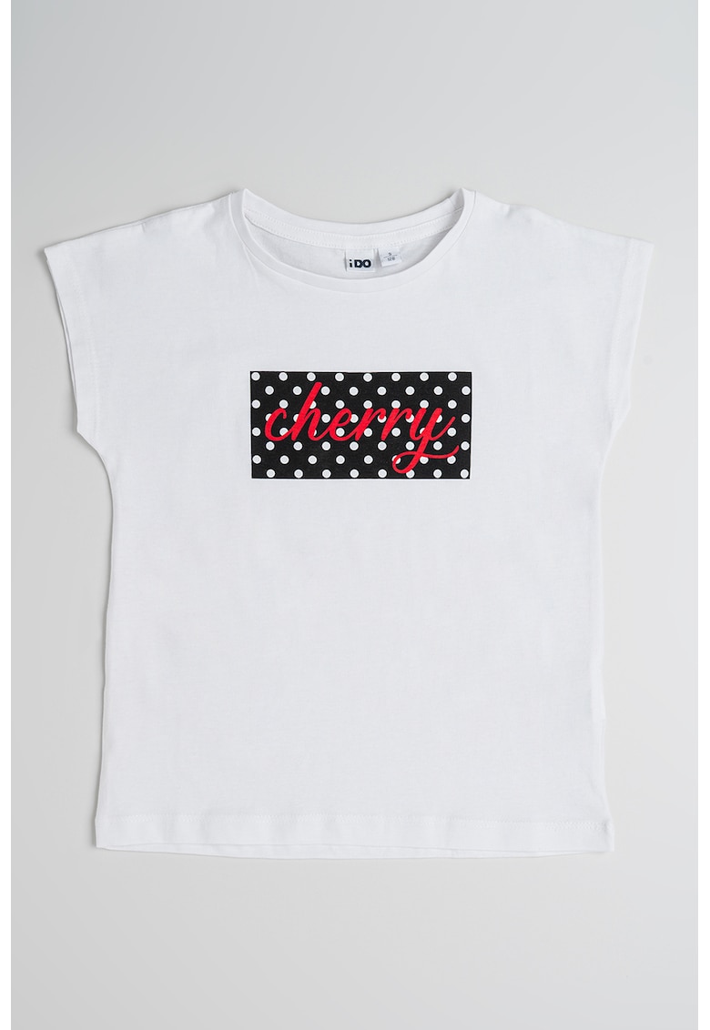 Tricou cu imprimeu text - Alb/Rosu inchis