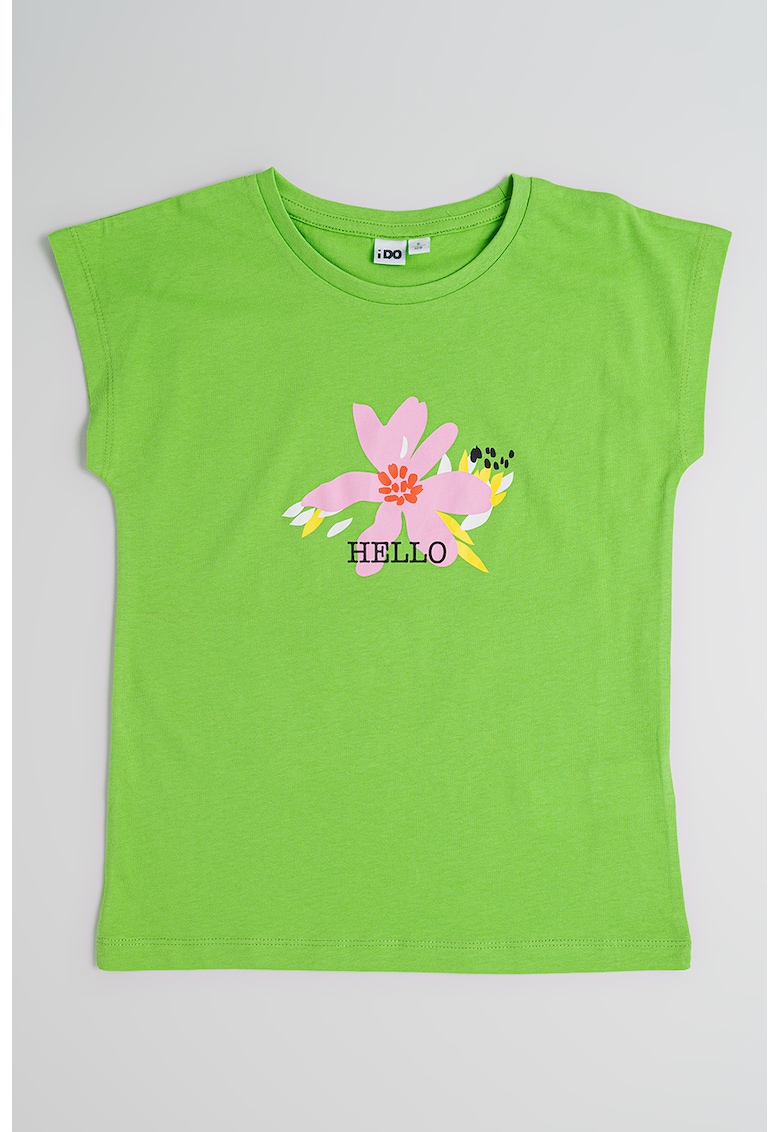 Tricou cu decolteu la baza gatului si model floral