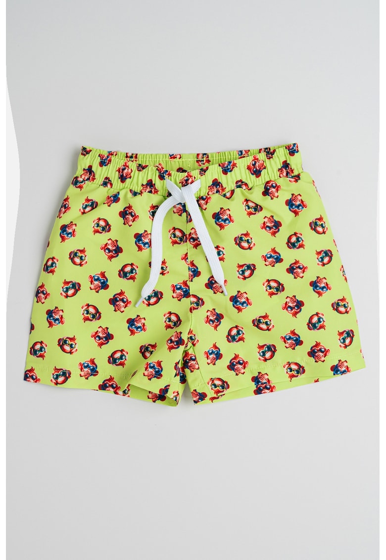 Pantaloni scurti cu imprimeu si snur de ajustare in talie