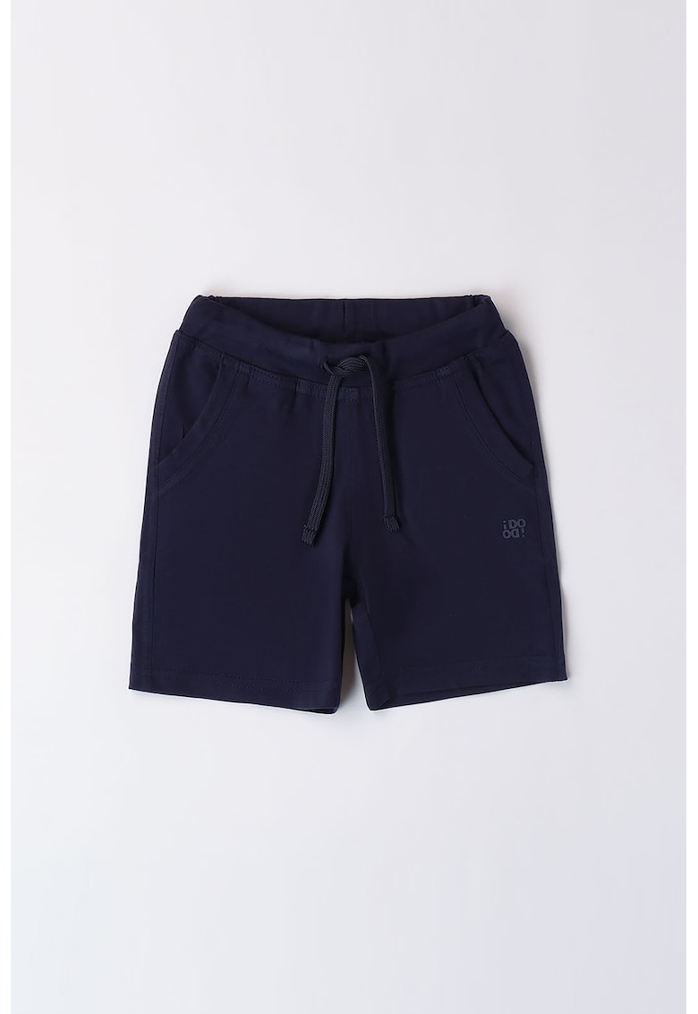 Pantaloni scurti cu snur in talie - din bumbac - Bleumarin