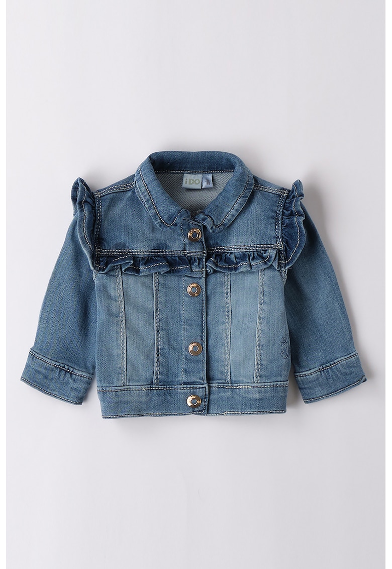 Jacheta de denim cu garnitura cu volane