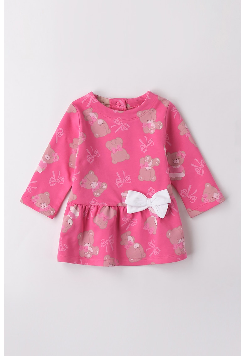 Rochie cu imprimeu cu ursulet - Fucsia/Bej