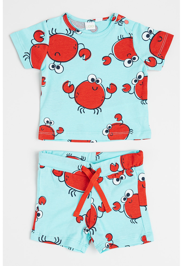 Set de tricou si pantaloni scurti cu imprimeu grafic Set de tricou si pantaloni scurti cu imprimeu grafic