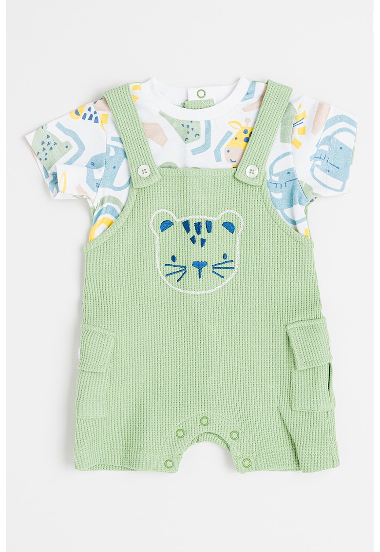 Salopeta scurta din amestec de bumbac cu model 2in1