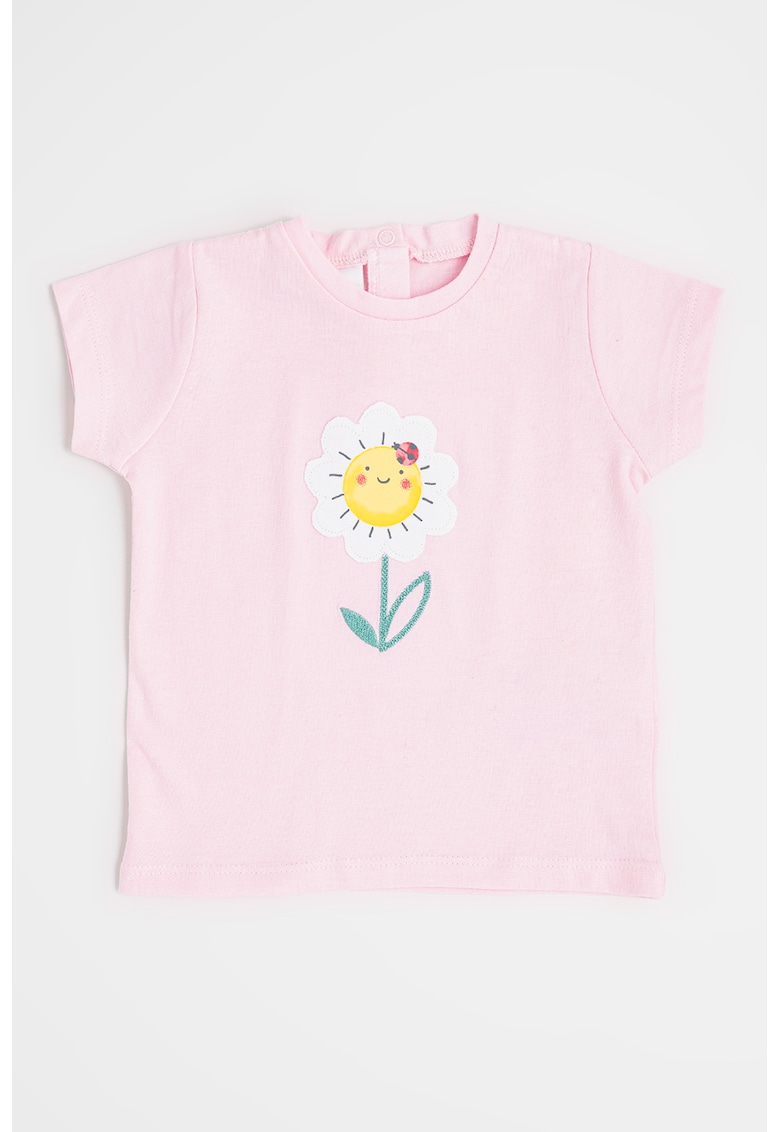 Tricou din bumbac cu decolteu la baza gatului