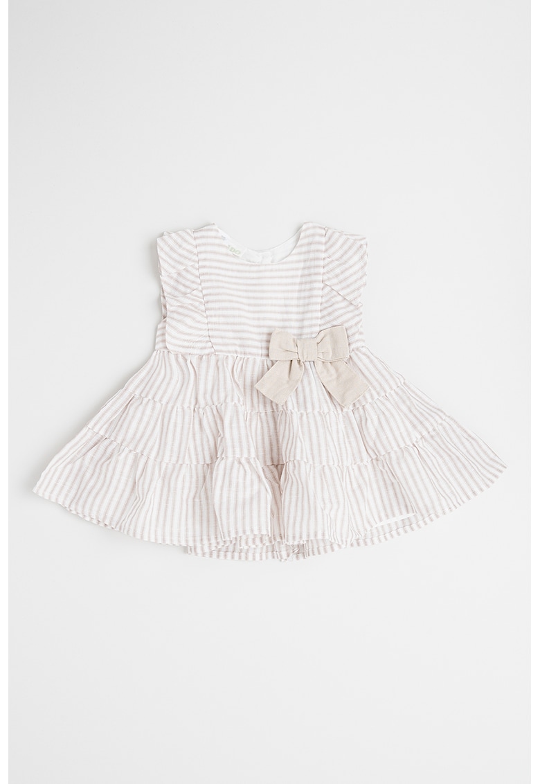 Rochie evazata din bumbac si in cu aplicatie cu funda