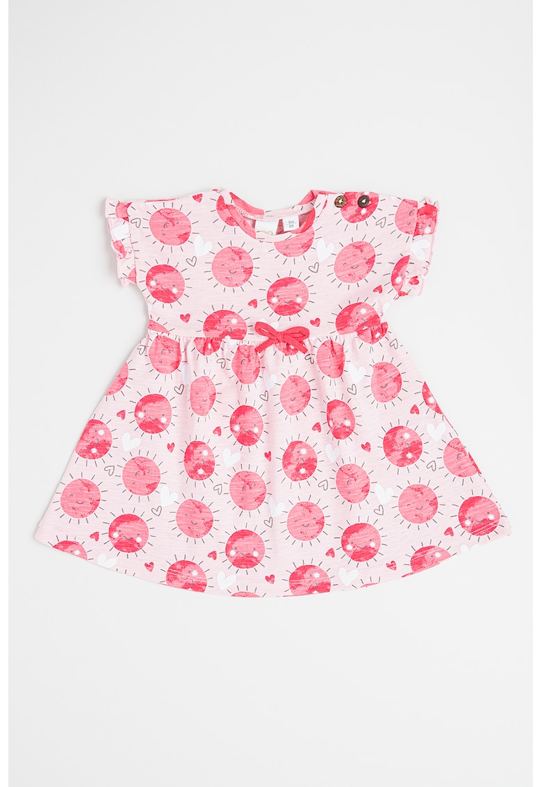 Rochie evazata cu imprimeu grafic - Roz pastel/Roz fandango/Alb optic