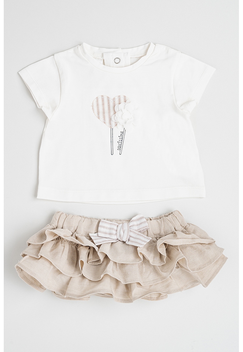 Set de tricou si fusta cu imprimeu - 2 piese