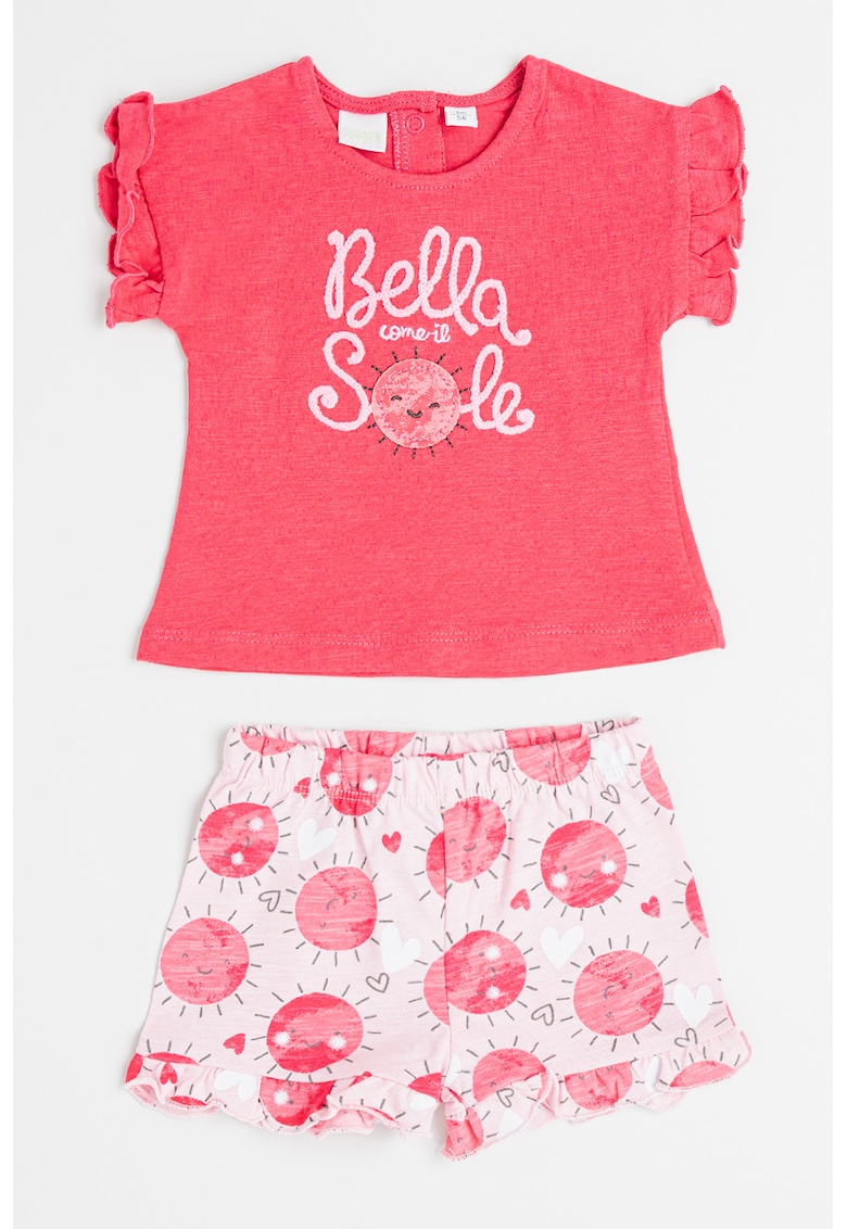 Set de tricou si pantaloni scurti cu imprimeu - 2 piese
