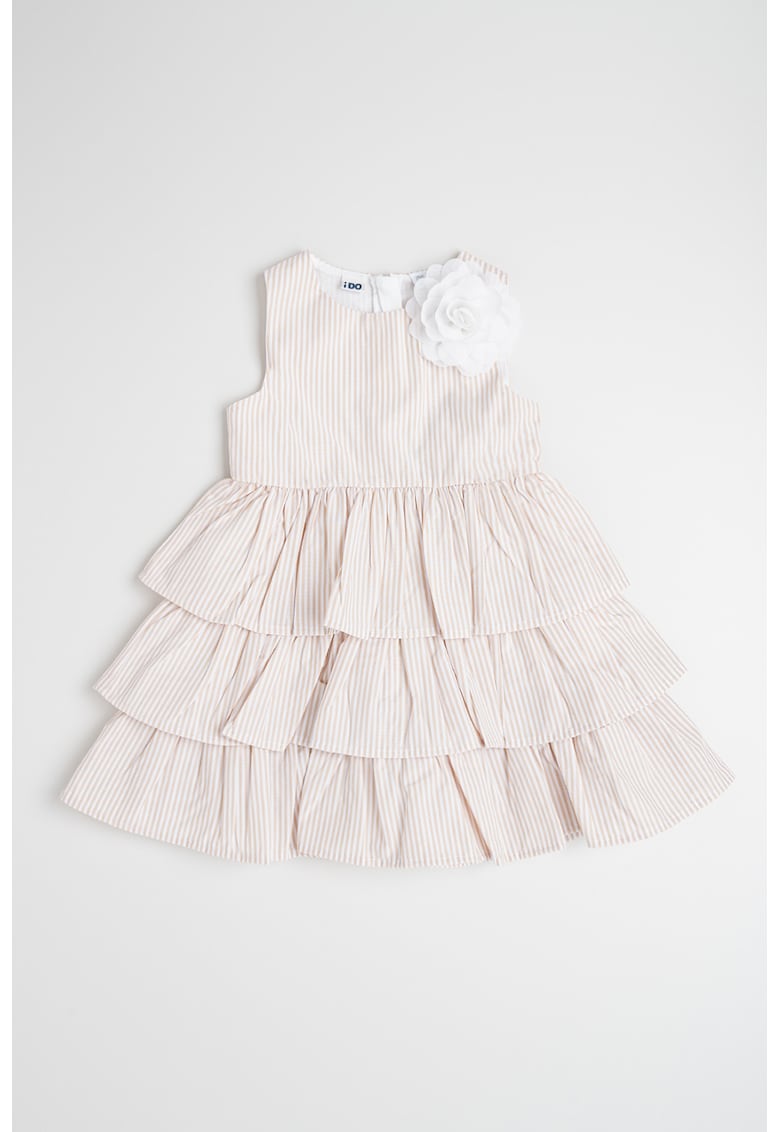 Rochie cu volane - model in dungi si aplicatie florala