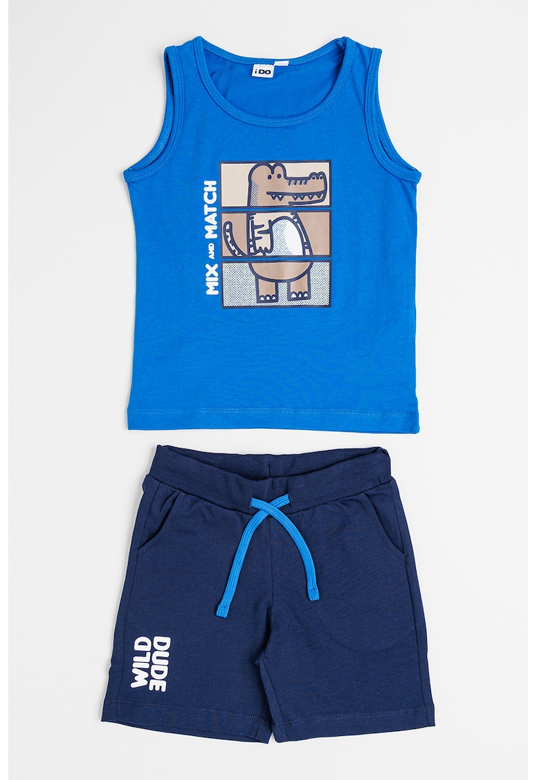 Set de top si pantaloni scurti din bumbac cu imprimeu