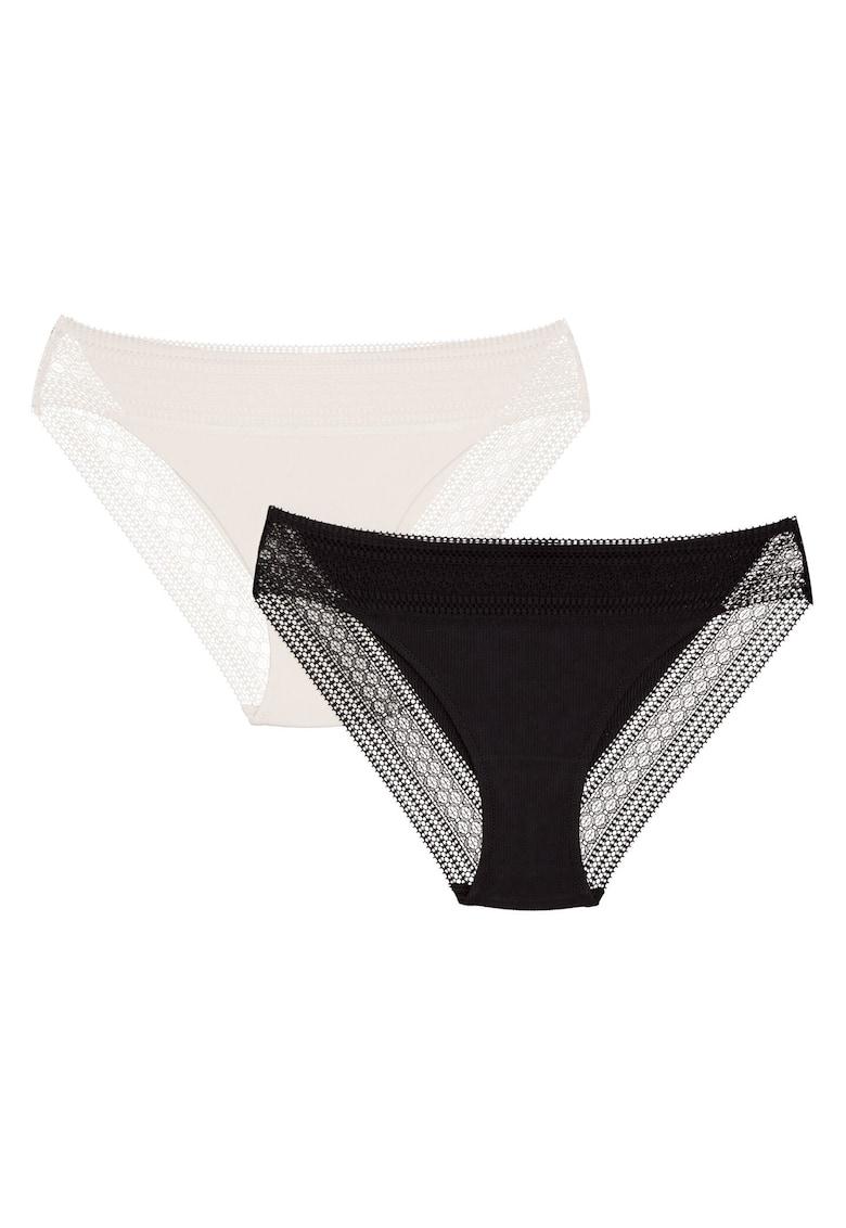 Chiloti tipul Figi Pakis set de 2  Crem negru