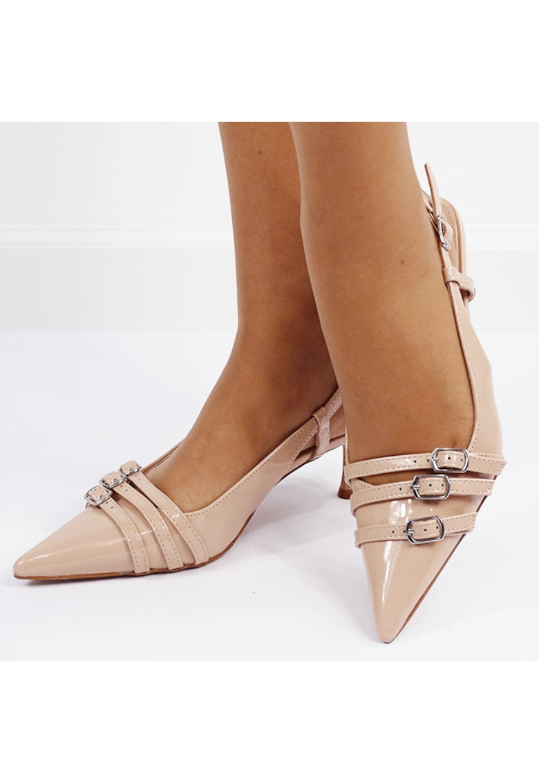 Pantofi bej eleganti cu toc mic 8338-276 03 16546