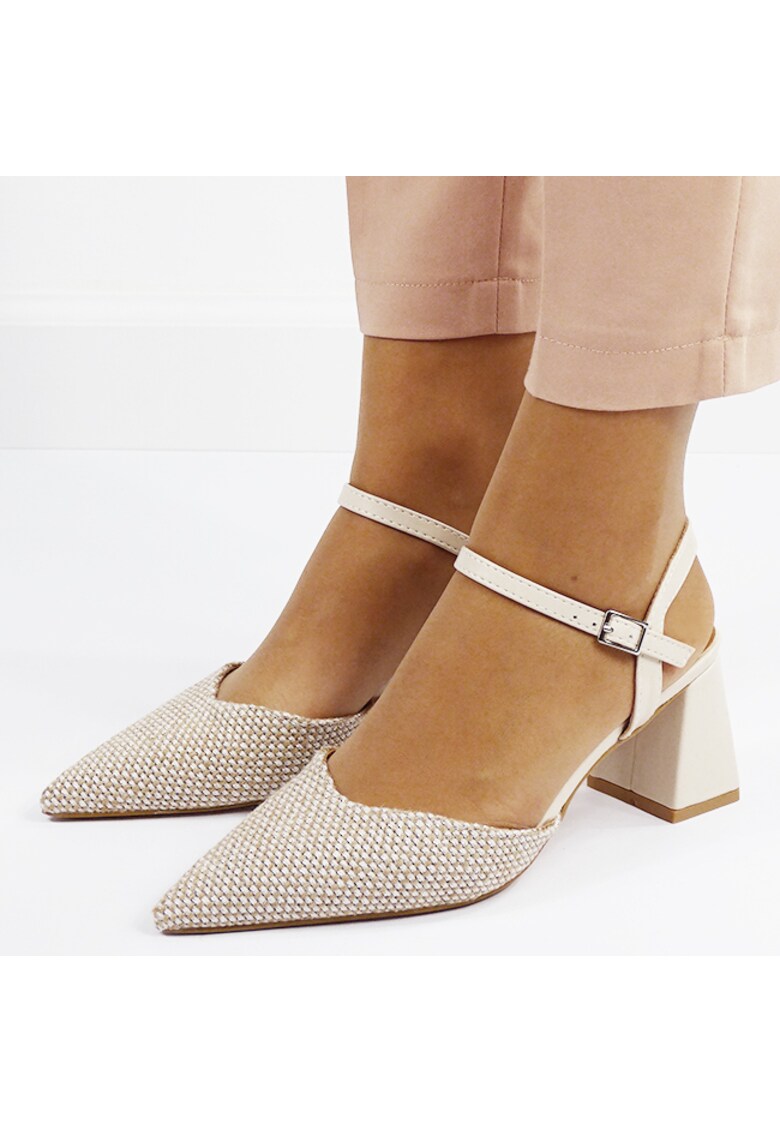 Pantofi bej eleganti cu model impletit HK-1308 04 16630 - Bej