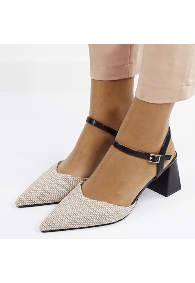 Pantofi negri eleganti cu model impletit HK-1308 04 16636