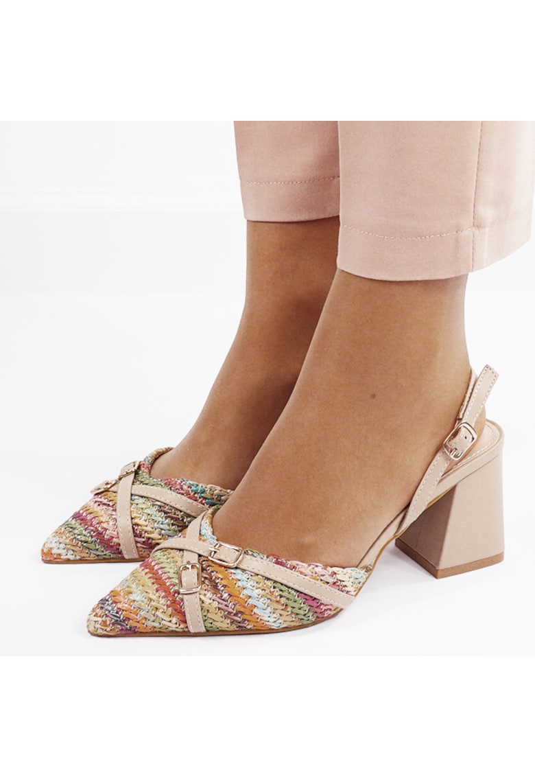 Pantofi eleganti cu model impletit YK-1817 04 Bej