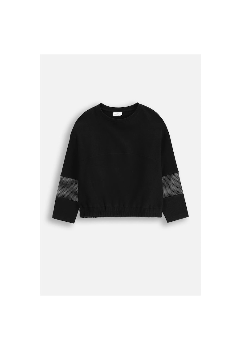 Bluza cu segmente din plasa - Negru