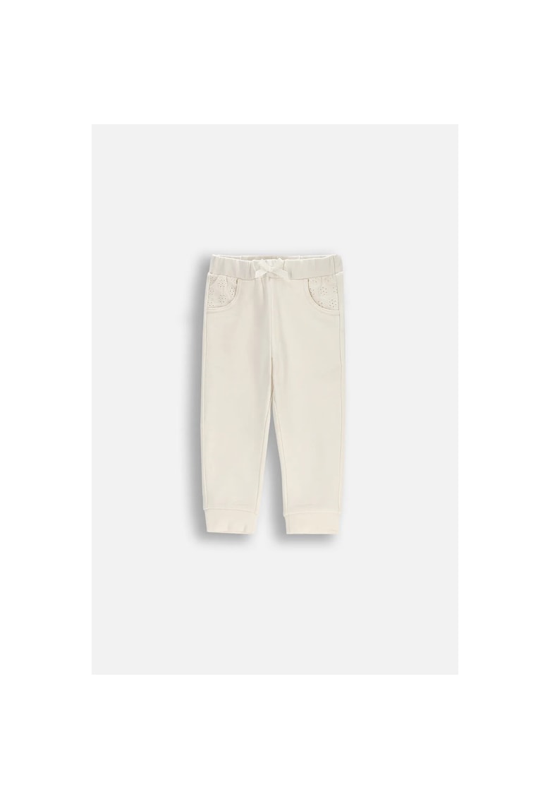 Pantalon sport cu talie elastica si funda decorativa - Galben deschis