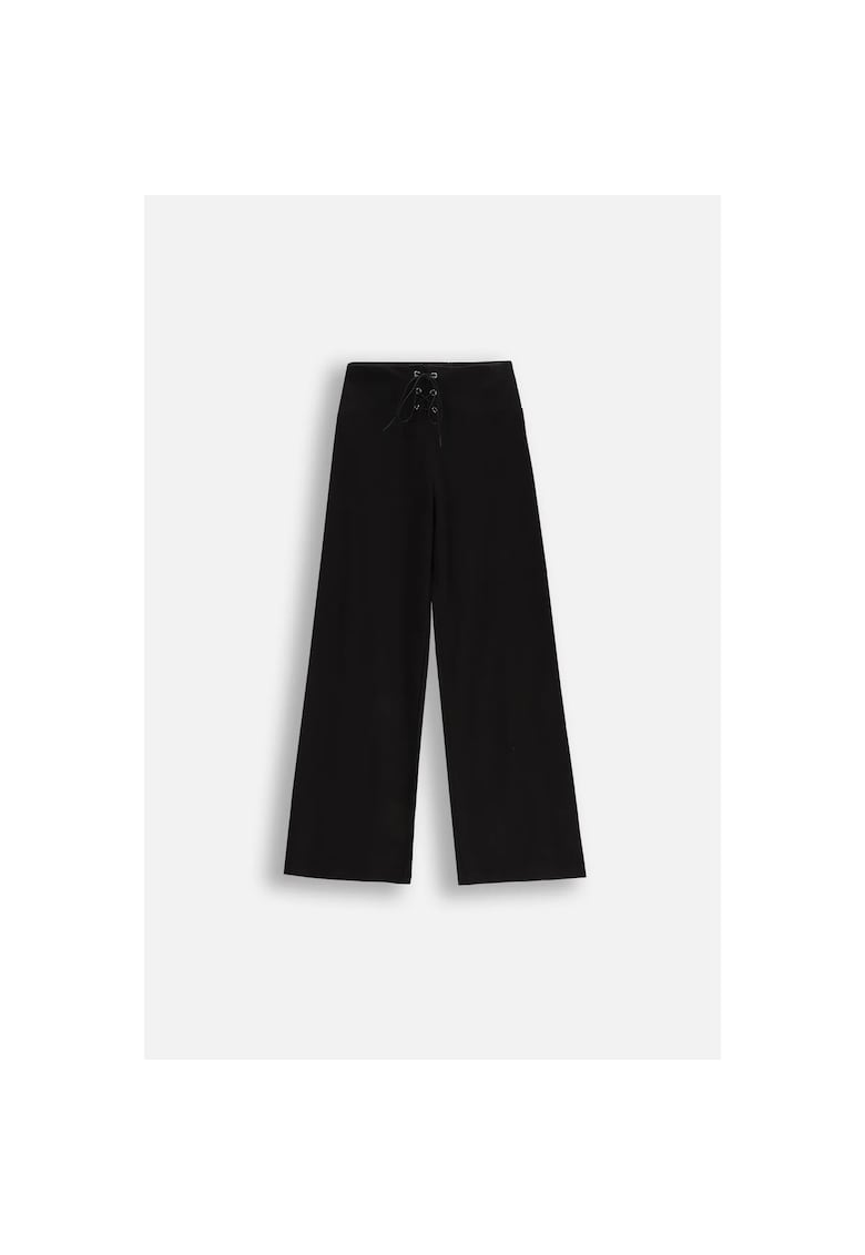 Pantaloni copii - bumbac - negru - cu sireturi