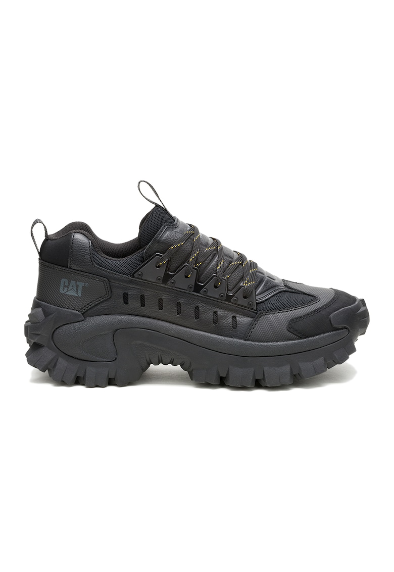 Pantofi sport din piele peliculizata si material textil - Negru